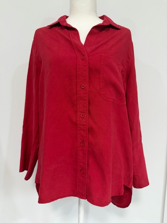 Chelsea & Violet Tops - Chelsea & Violet Red Tunic Shirt Relaxed Lightweight Button Down Size Small